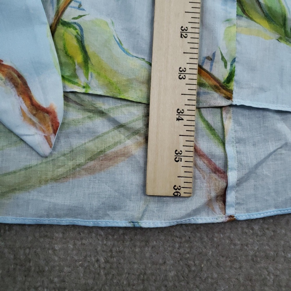 Ala Von‎ Auersperg Shirt Dress Womens XL Blue Botanical Belted Tunic 100% Cotton - Picture 5 of 10
